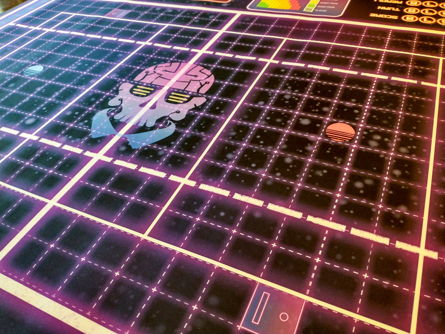 Synthwave Themed Blood Bowl Compatible Pitch / Play Mat - Combination 11's and 7's